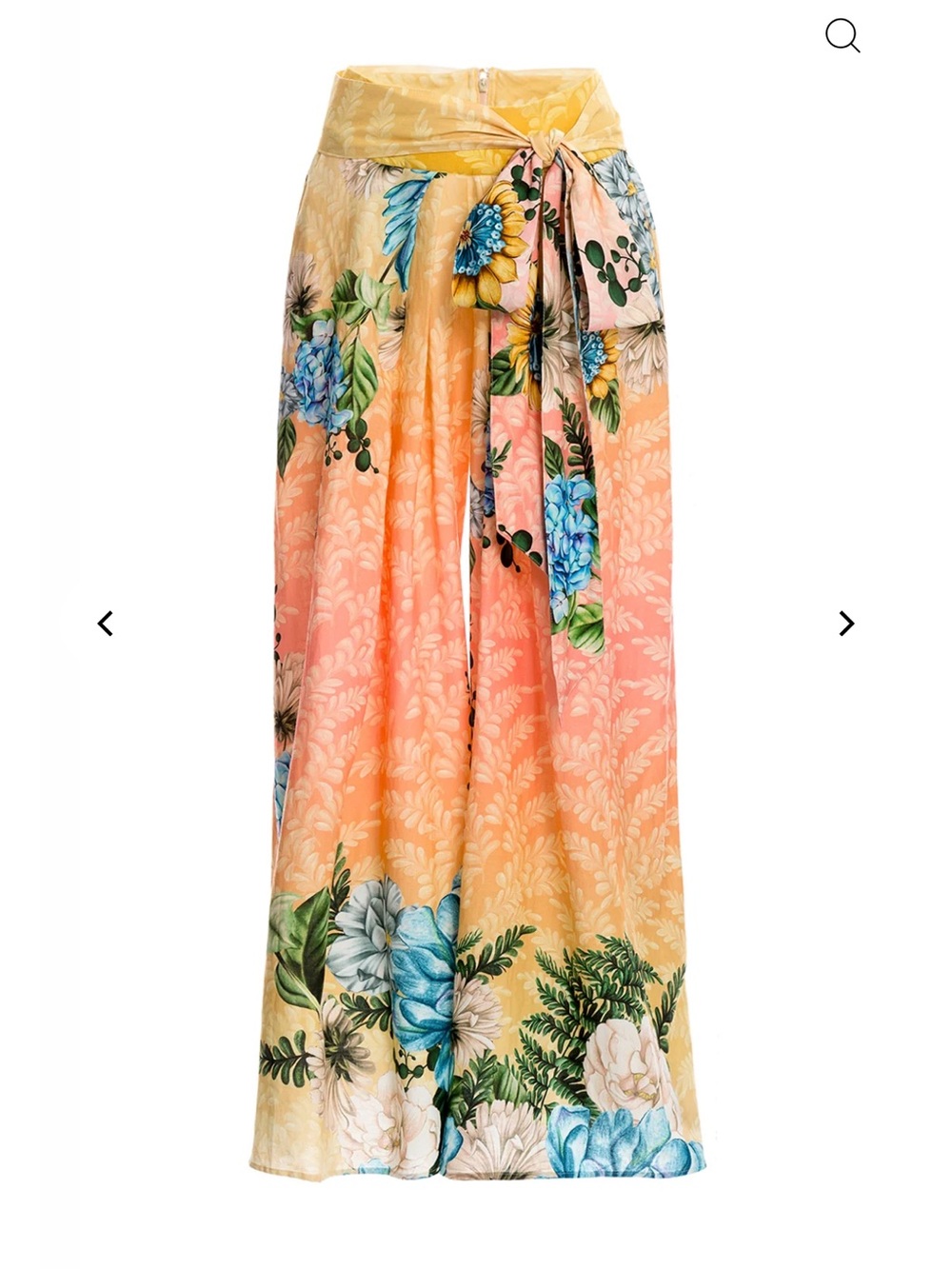 Agua Bendita Lee Aine Yellow Peach Floral Tie-Waist Swim Coverup Palazzo Pants